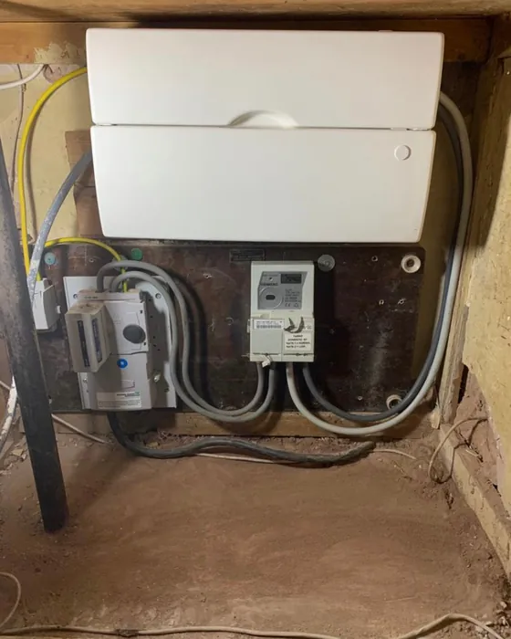 The same cupboard with a new consumer unit and neat cables